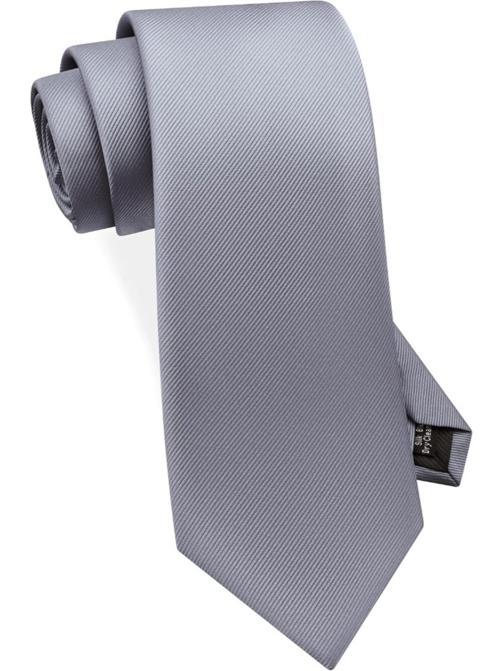 Men's Grey Solid Twill Textured Woven Silk Formal Necktie For Wedding Dress